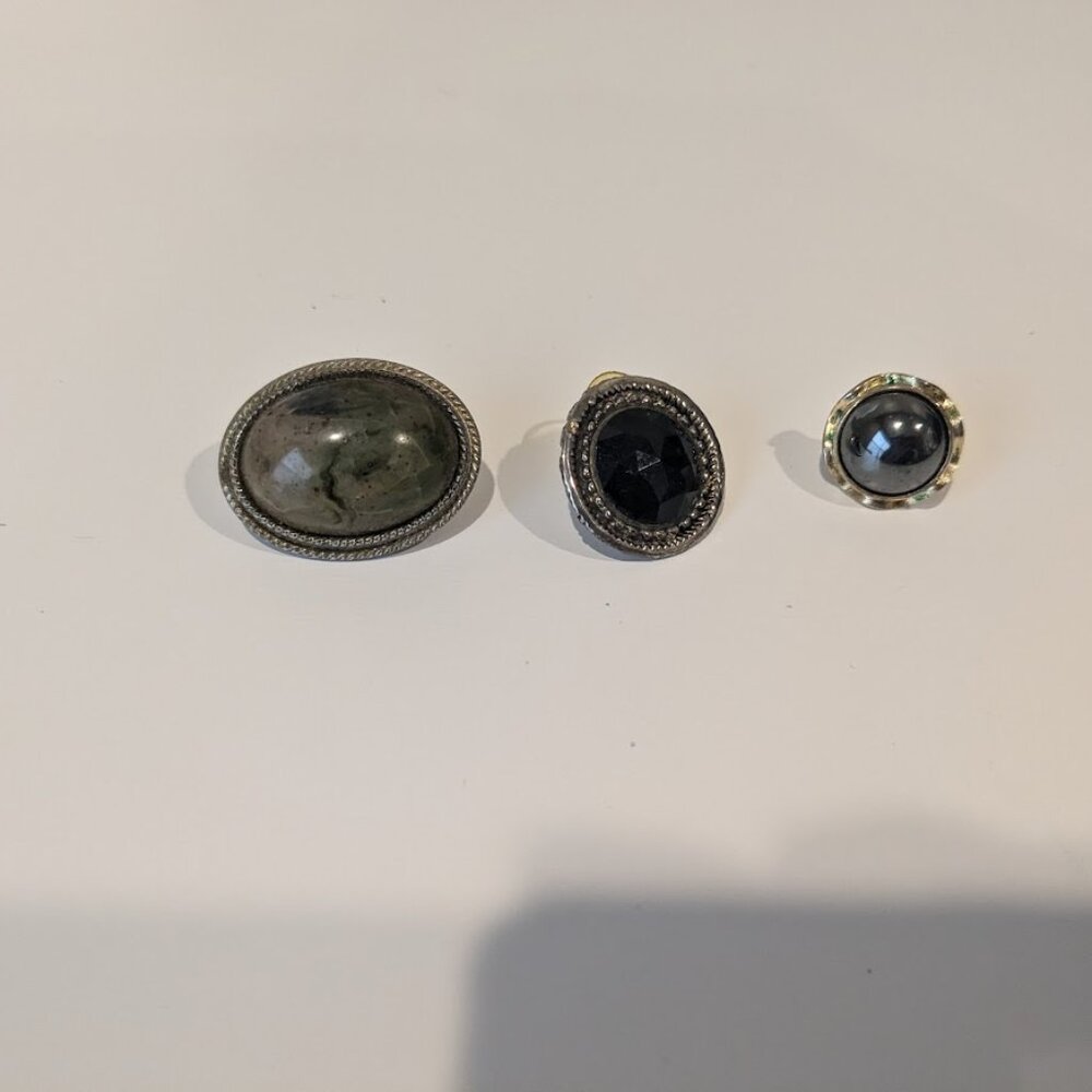 Lot of 3 vintage stud earrings, formal black earrings - in good condition